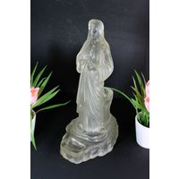 Rare Vintage French Madonna Figurine Statue in Glass Candle Holder | Etsy (US)
