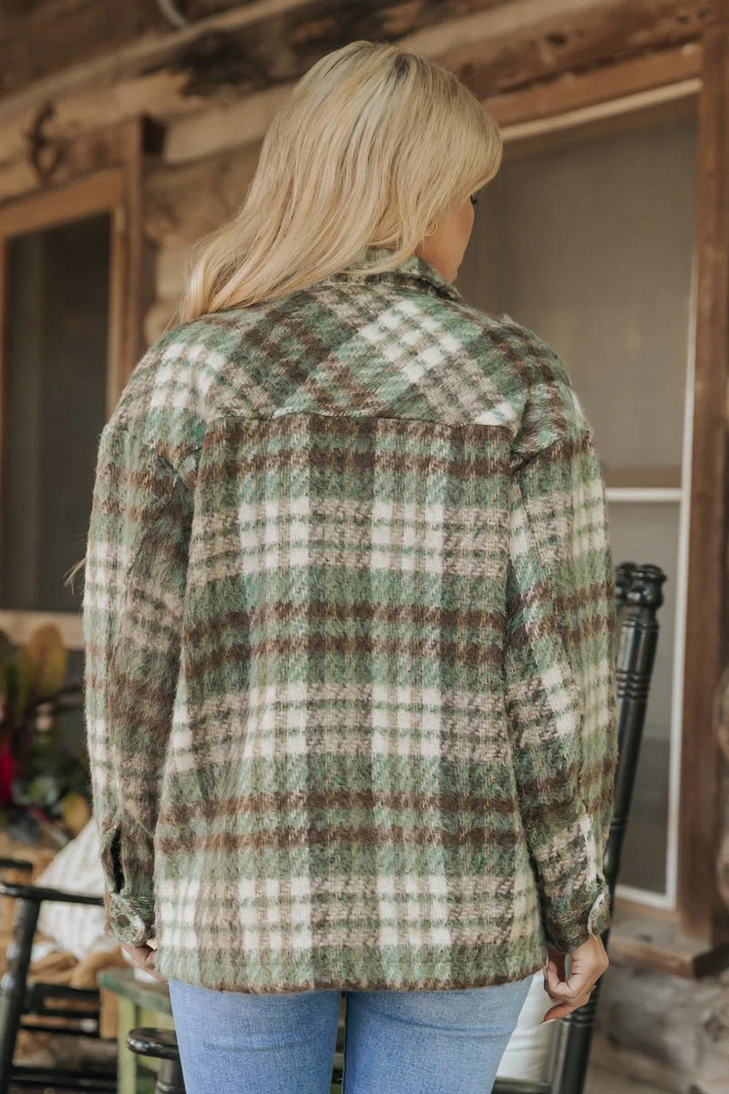 Seafoam Brushed Plaid Shacket | Magnolia Boutique | Magnolia Boutique