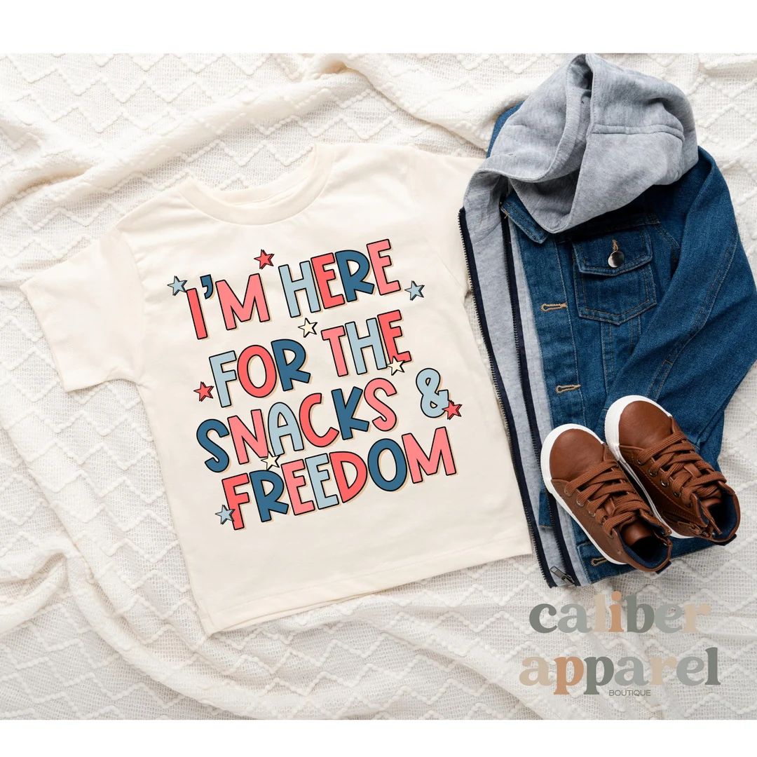 I'm Here for the Snacks and Freedom Shirt, Patriotic Kids Onesie®, Fourth of July Tee, American ... | Etsy (US)