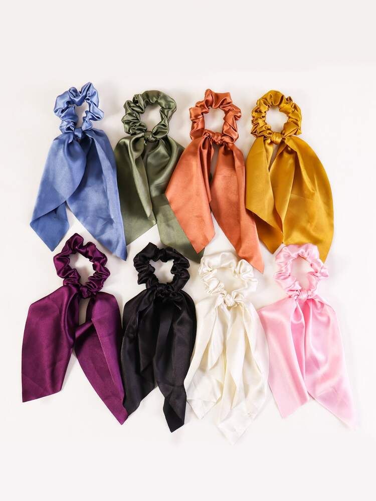 Satin Bow Scrunchie Set - 8pcs | SHEIN