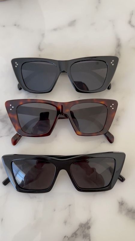 Designer dupe sunglasses. The Amazon top pair are a perfect dupe for the Celine sunglasses. 

Top - Amazon
Middle - Celine
Bottom - YSL