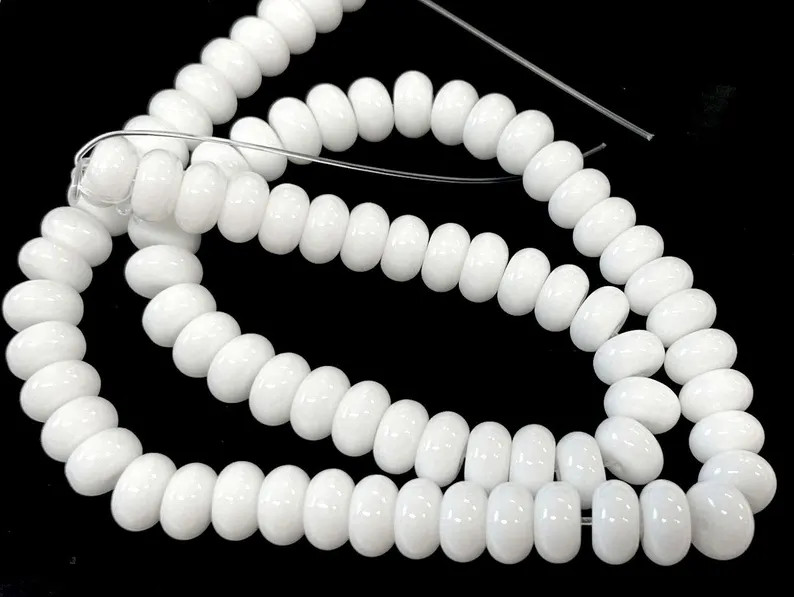 White Abacus Glass Beads 8mm Smooth Rondelle Beads (78pcs)(No.SP112-2174A) | Etsy (Global)