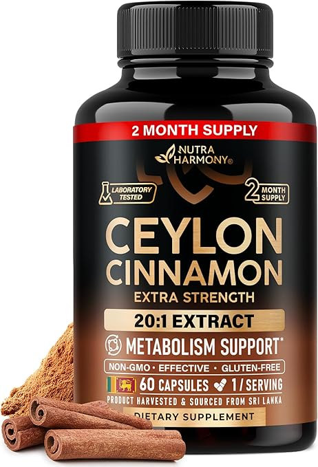 Ceylon Cinnamon Capsules - Extra Strength - Energy Heart & Metabolism Support for Men & Women - P... | Amazon (US)