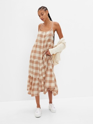 Linen Blend Button Front Cami Maxi Dress | Gap (US)