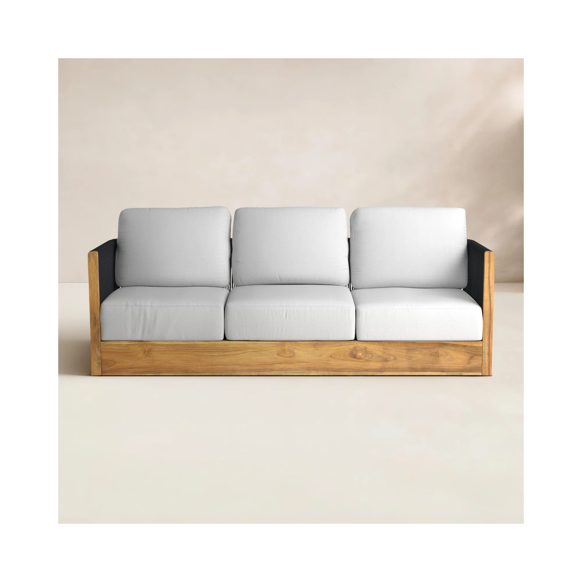 Aniston 81.5'' Wide Outdoor Teak Patio Sofa with Sunbrella Cushions | Joss & Main