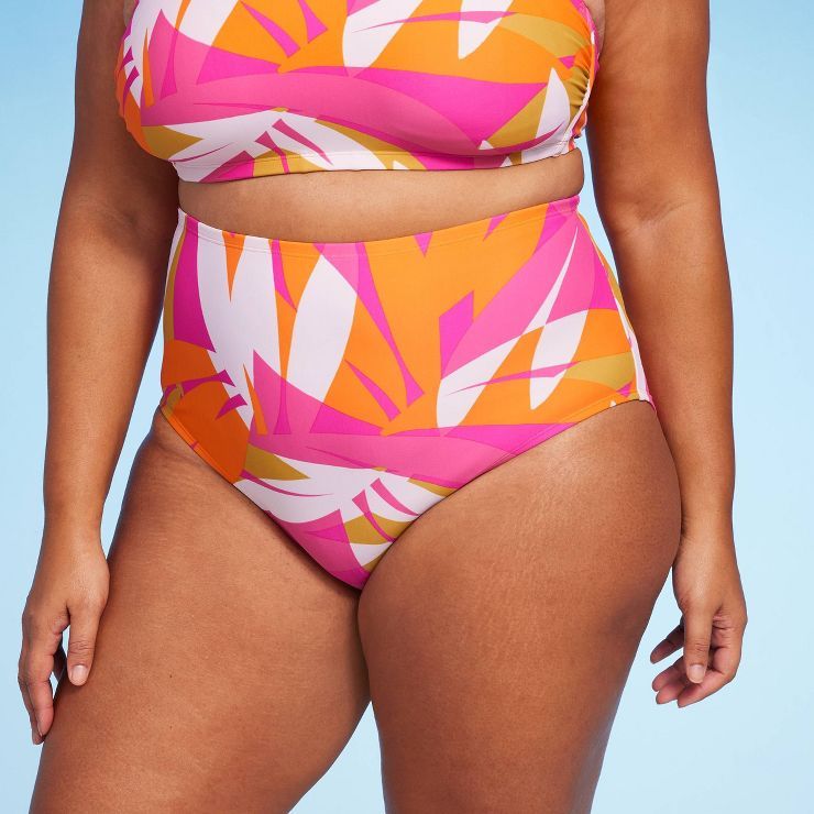 Women's Abstract Bright Color Print High Waist Bikini Bottom - Kona Sol™ Multi | Target