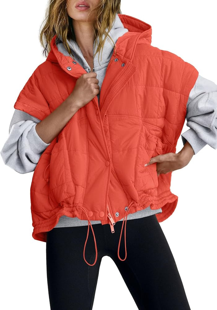 Panadila Womens Puffer Vest Oversized Sleeveless Quilted Jacket Zip Up Shacket with Hood Fall Win... | Amazon (US)