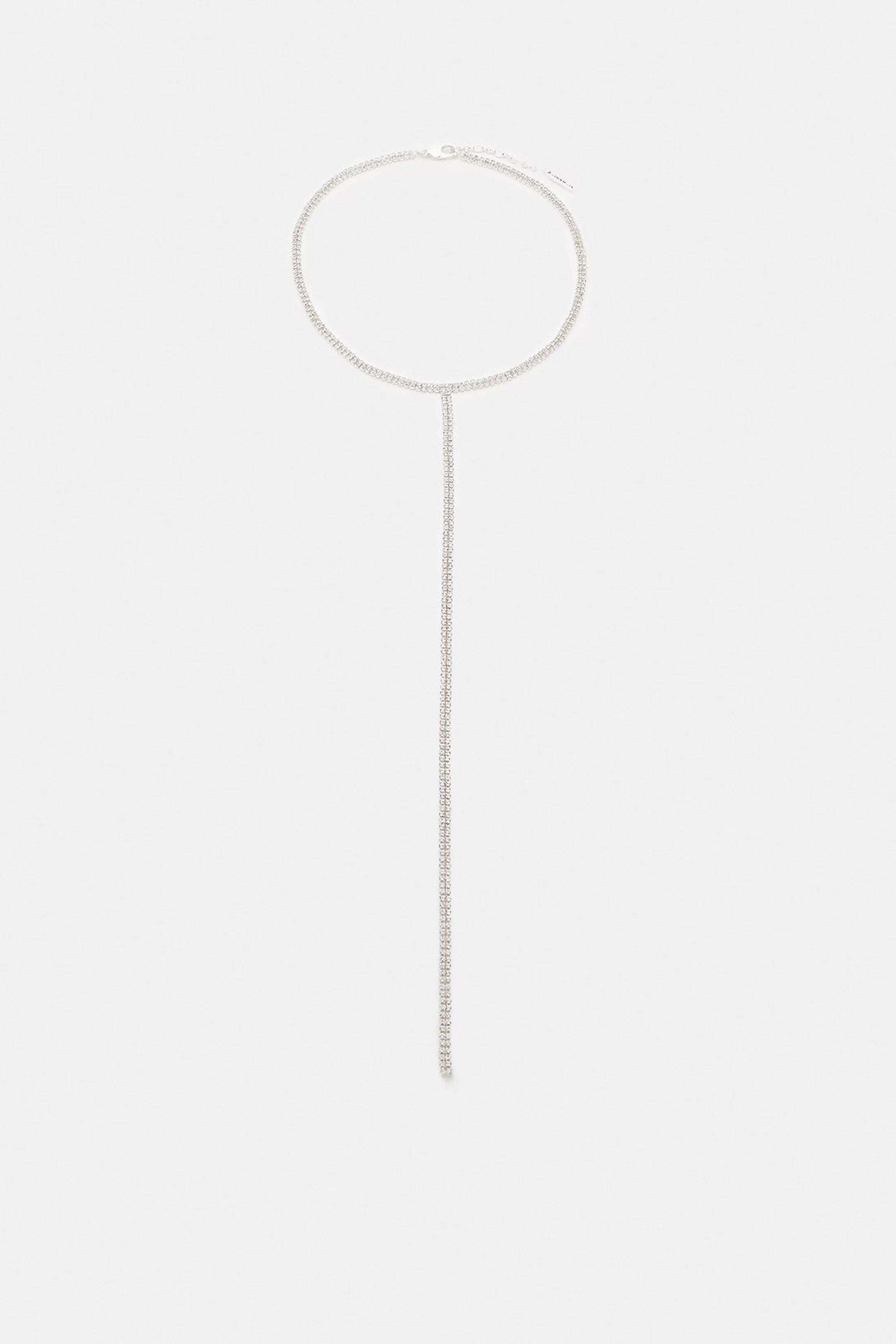Silver Plated Diamante Drop Necklace | Karen Millen | Karen Millen US