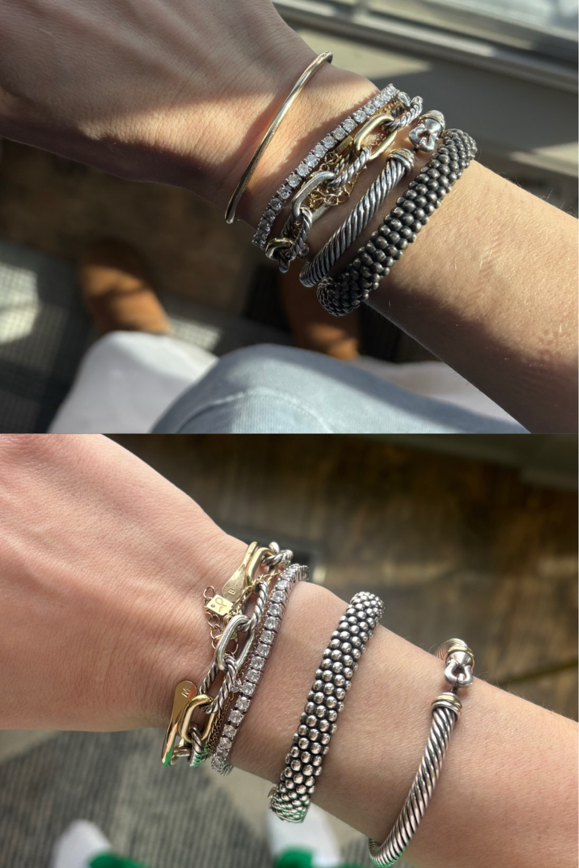 Before and after cleaning my Lagos caviar bracelet!! Linked the polishing wipes I used - soo convenient and easy. 