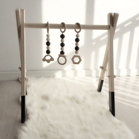 Wooden Baby Gym with 3 Gym Toys Foldable Play Gym Frame Activity Center Hanging Bar Newborn Gift | Walmart (US)