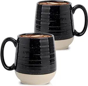 Hasense Coffee Mugs Set of 2, 20 oz Coffee Cups Ceramic, Big Tea Cup with Comfortable Handle, Bla... | Amazon (US)
