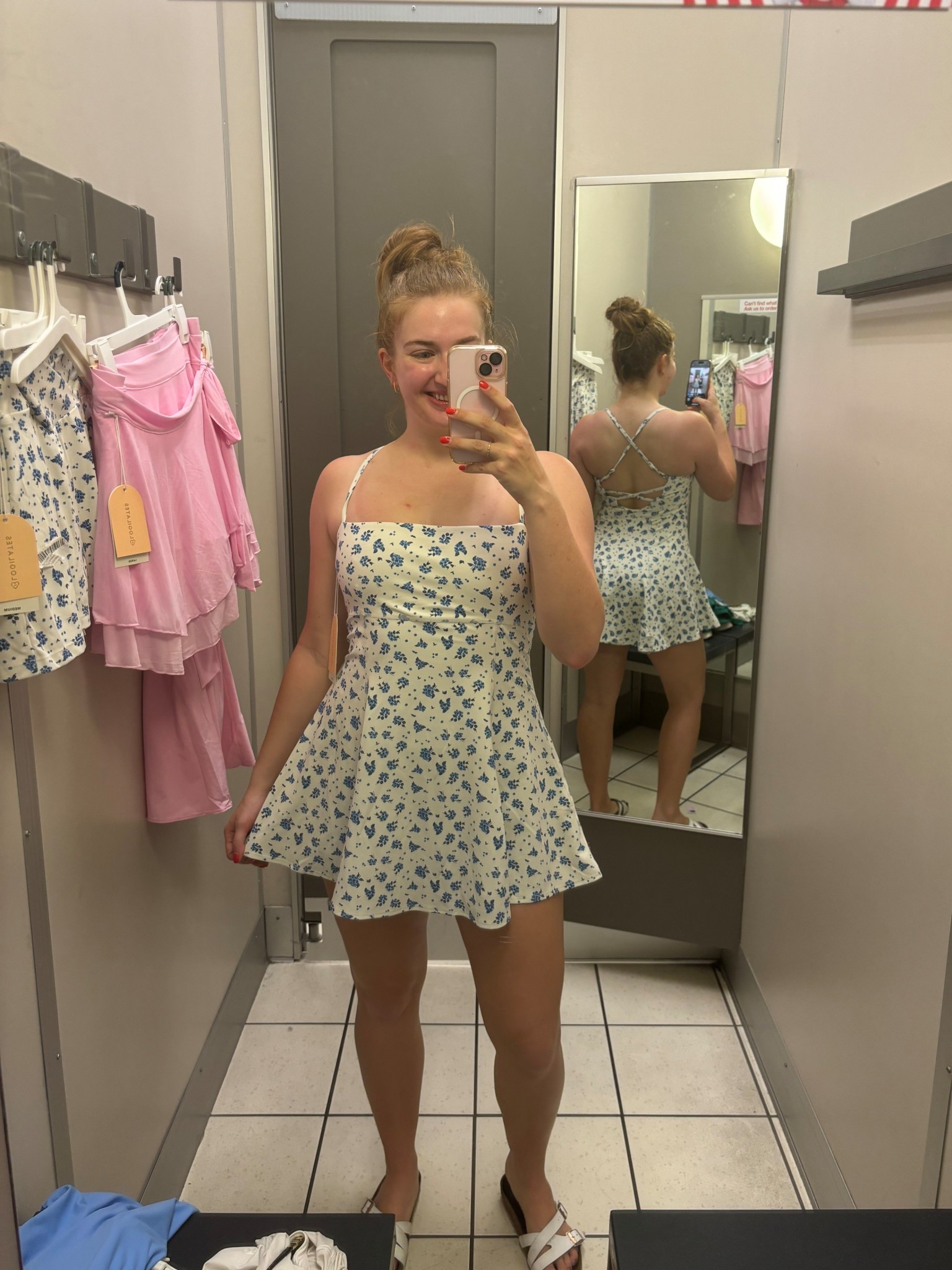 New Blogilates line at Target! LOVE this print!💙 A few other pieces come in this print and I also like it paired with the cool blue pieces. Has an open back and pockets on the built in shorts, same pattern, and the cut on the dress is perfect for curves🍑

#LTKActive