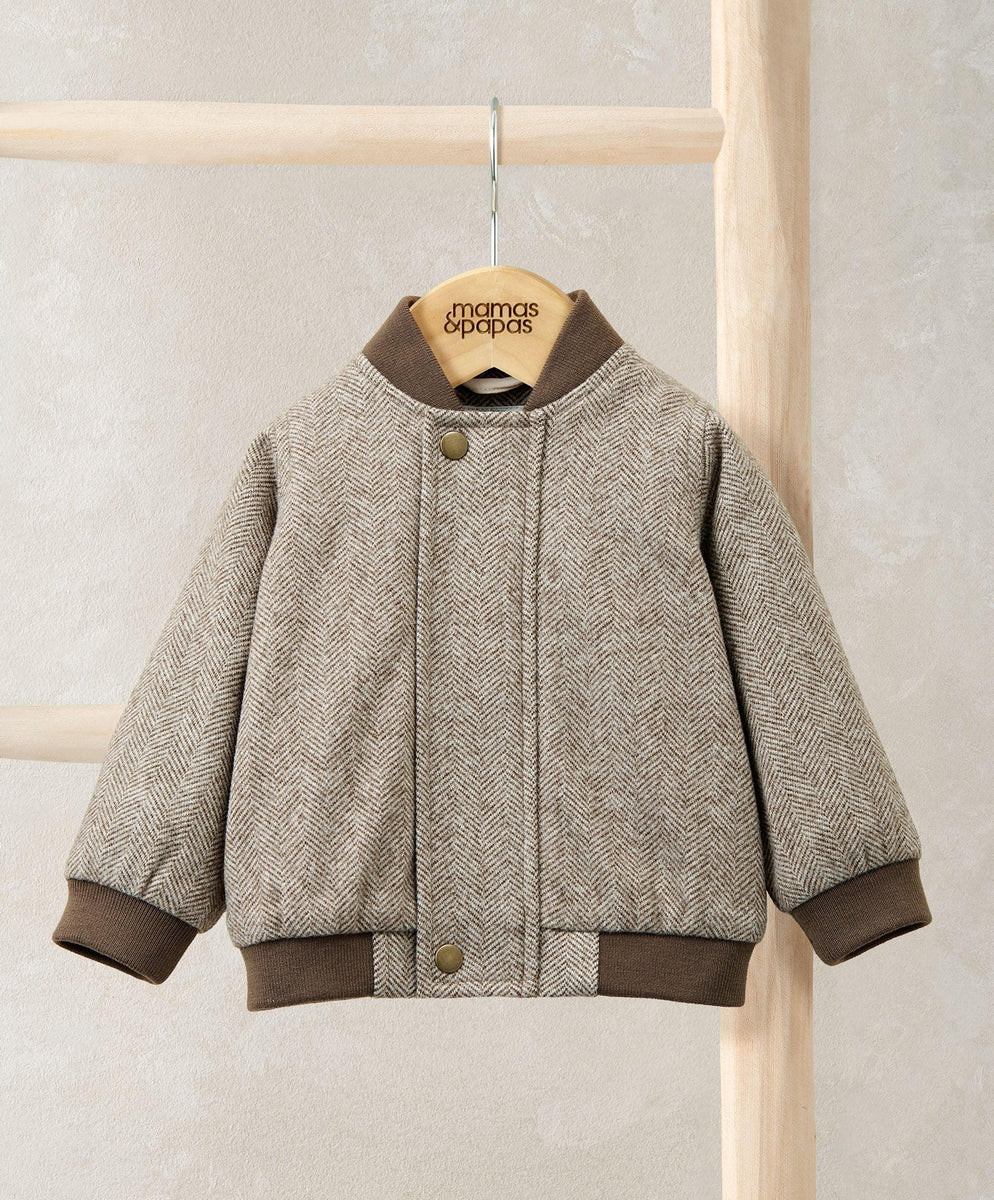 Herringbone Bomber Jacket  - Oatmeal | Mamas & Papas