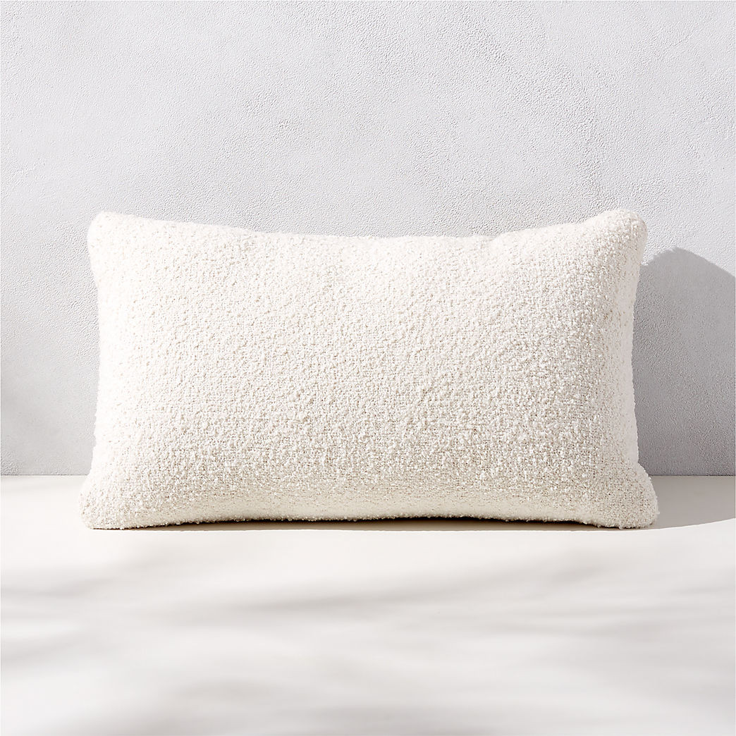 Silves White Boucle Outdoor Lumbar Pillow 20''x12'' + Reviews | CB2 | CB2