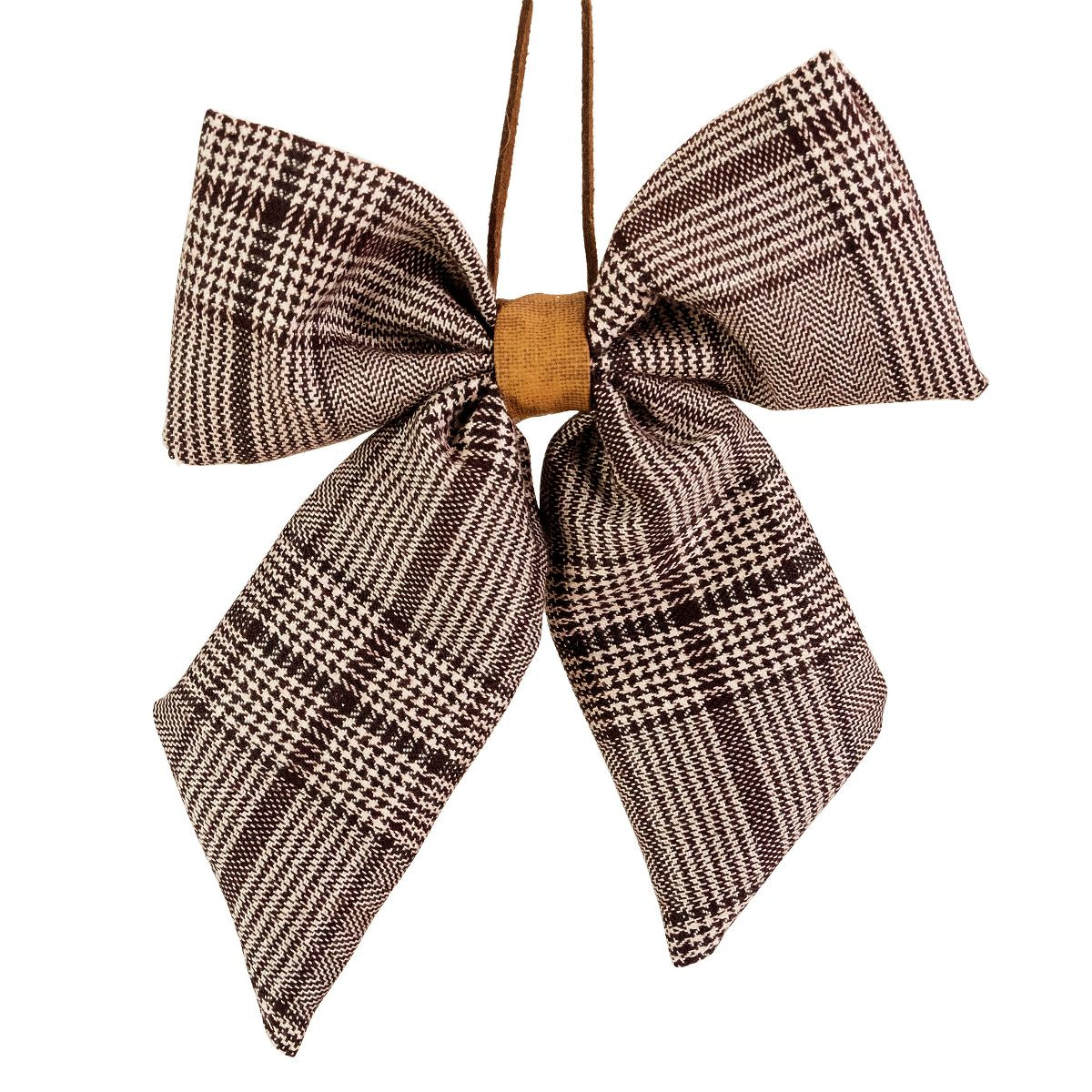 Northlight Houndstooth Plaid Bow Christmas Ornament - 7.5" - Brown and Cream | Target