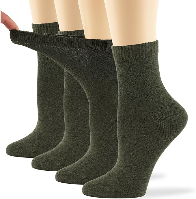 7BIGSTARS KINGDOM Women Diabetic Bamboo Quarter Socks - 4 Pairs Extra Wide Soft Seamless, Pattern... | Amazon (US)