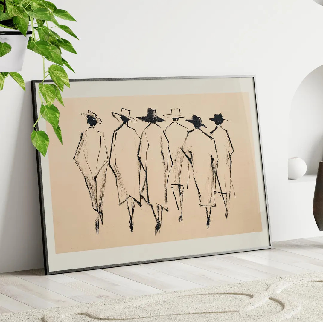 Minimalist People Sketch Art Print Poster or Canvas, Vintage Figure Line Drawing Art, Neutral Fre... | Etsy (US)