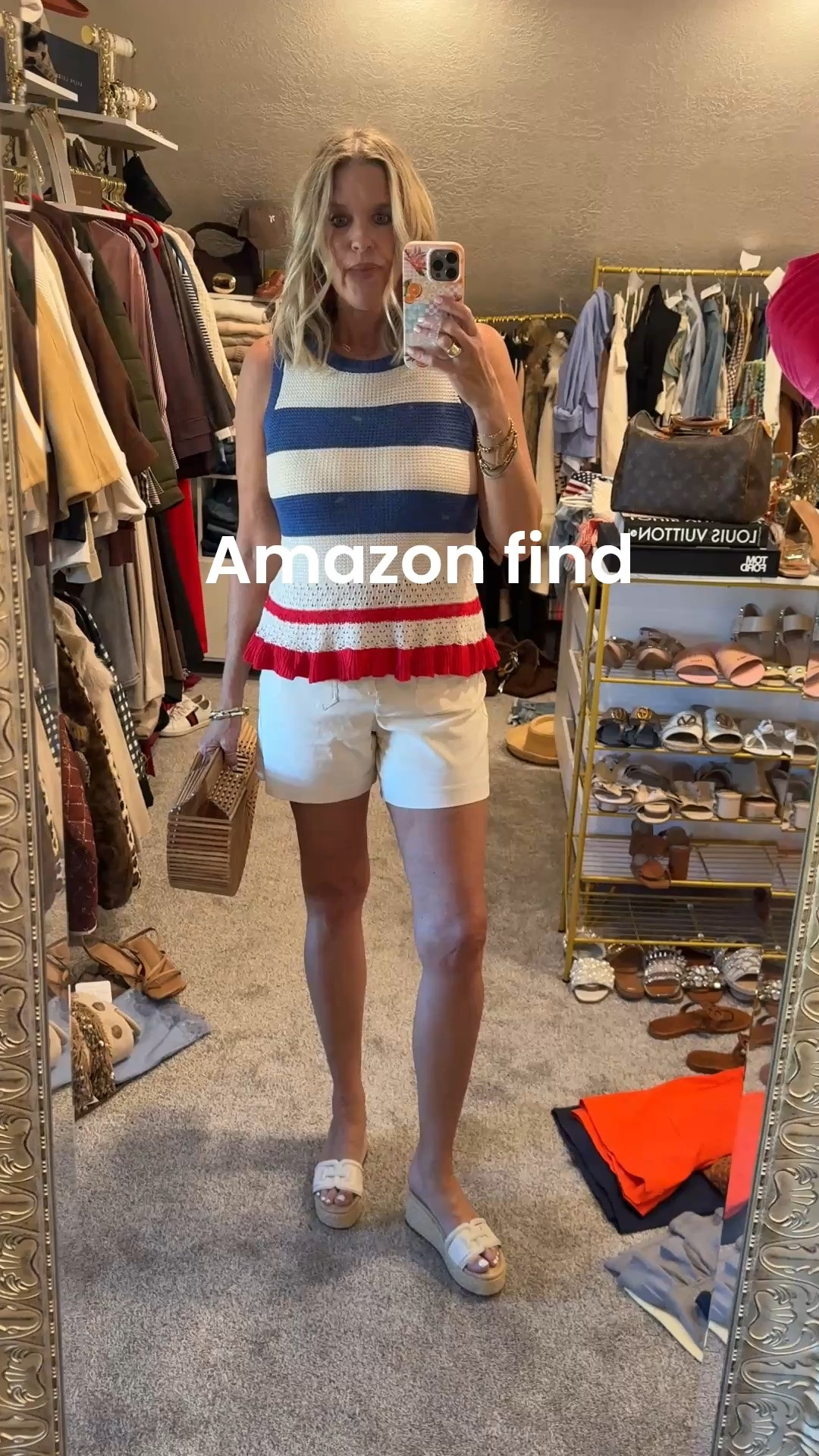 Amazon Find

Short outfit inspo you’ll wear all summer..

On sale Crochet tank top
This on is red white and blue but comes in other colors & solid colors (love the cream too) 
Tts wearing a med 

Front patch  pocket shorts on SALE Spanx fit tts  I am wearing in a med

Spanx save 15% off with my code Deardarcyxspanx 

Sam Edelman platform slide sandals 

Red raffia ball hoop earrings

Cult Gia bamboo bag

#LTKootd #LTKOver40 #LTKSaleAlert