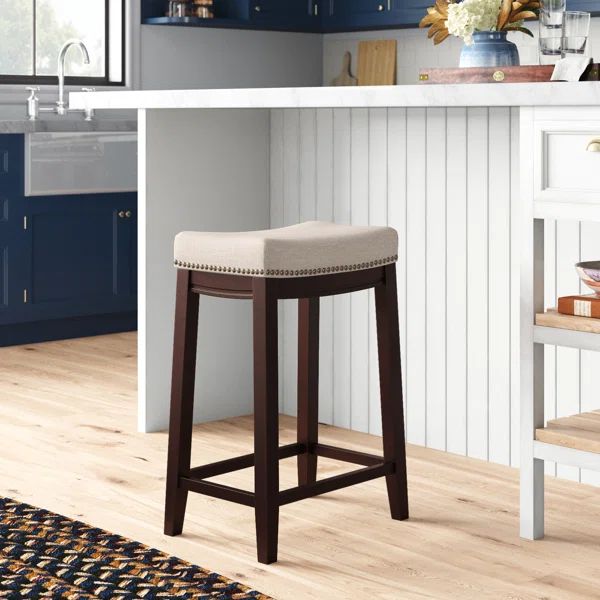 Sackler Counter & Bar Solid Wood Backless Stool with Upholstered Seat | Wayfair North America