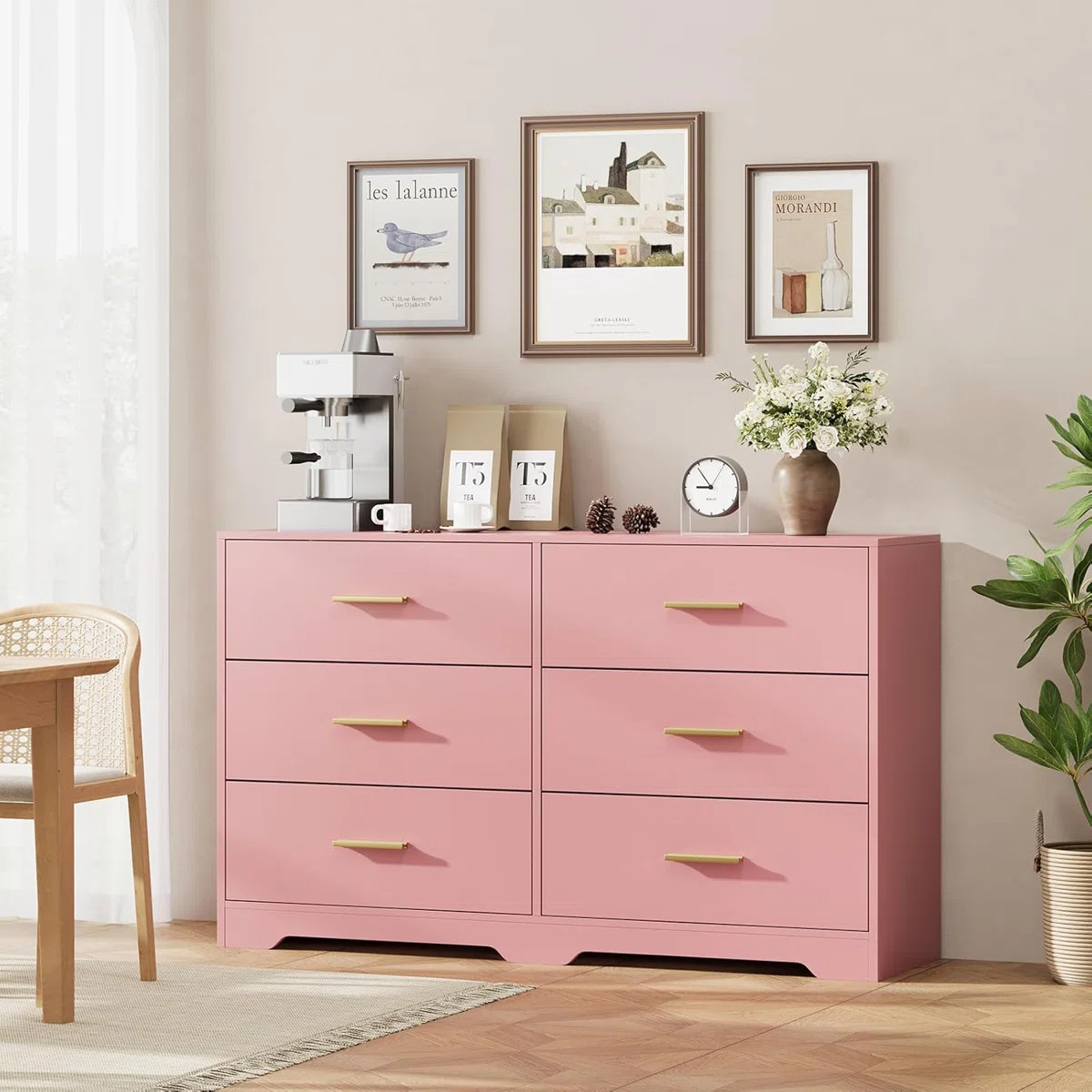 Modern Wooden Dresser with 6 Drawers, Bedroom Chest of Drawers and TV Stand, Large Storage Cabine... | Wayfair North America