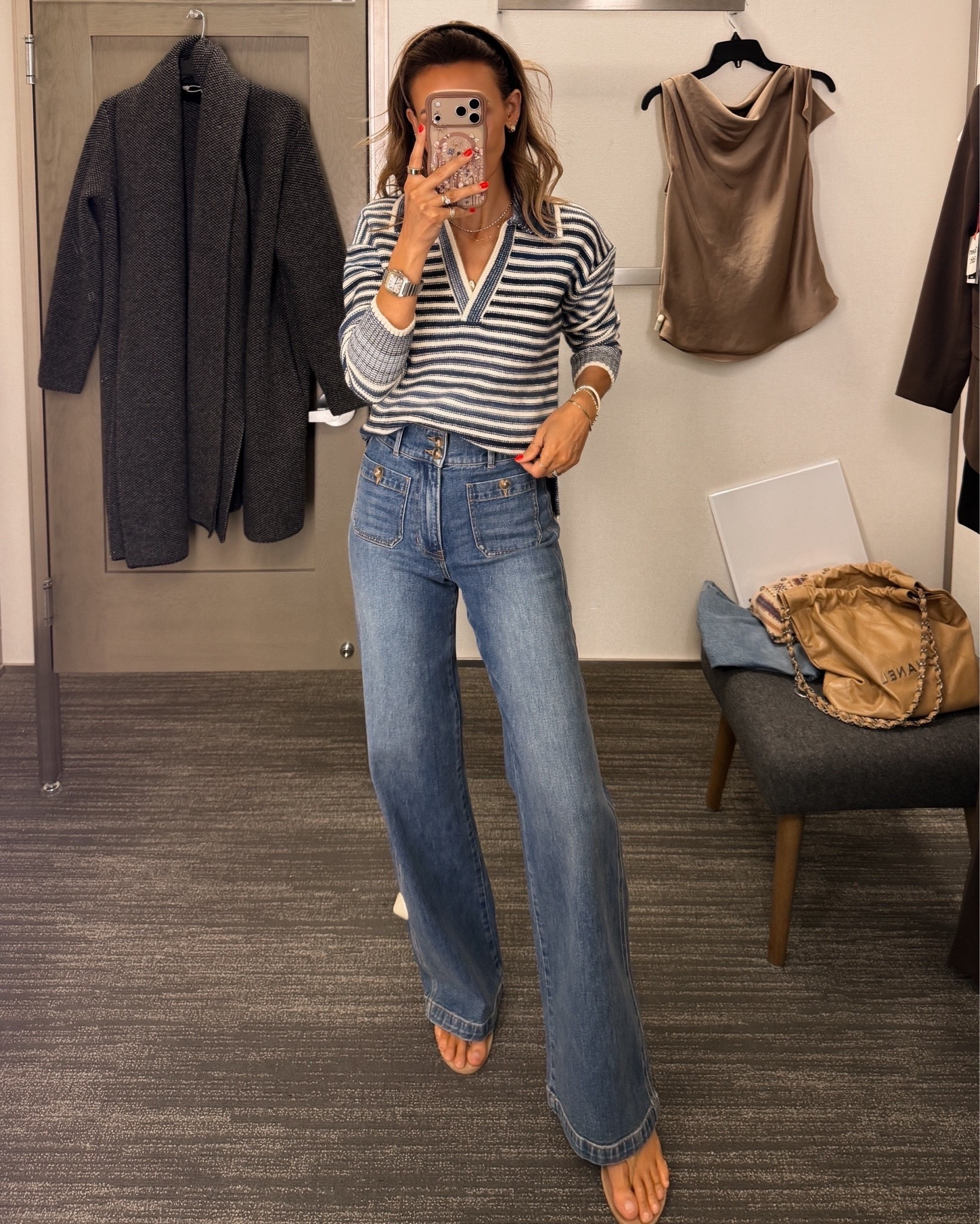 Okay this may be my next favorite outfit of the entire Nordstrom sale! Love the striped sweater in shades of blue, the jeans have such a beautiful sailor like silhouette! Both fit tts/25/xs

#LTKSaleAlert #LTKSeasonal #LTKOver40