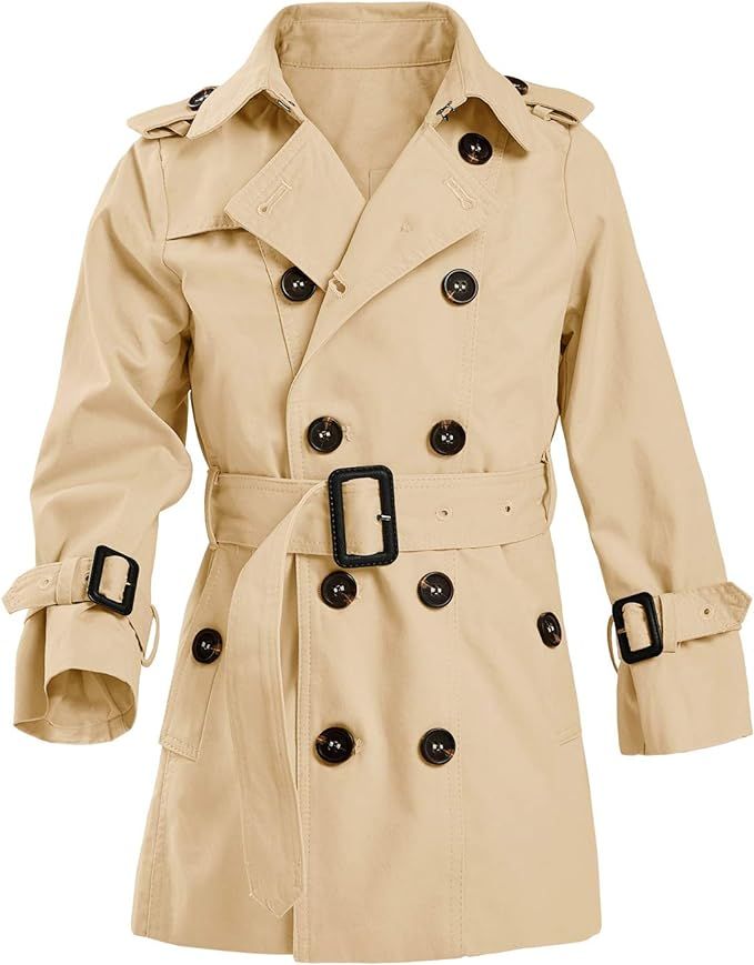 Kids Boys Girls Lightweight Trench Coat Double Breasted Classic Belted Jacket Spring Fall Outwear... | Amazon (US)