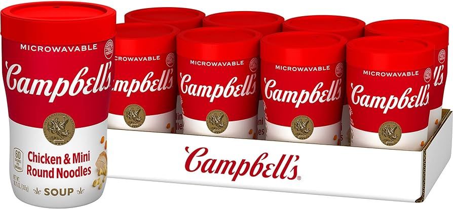 Campbell's Sipping Soup, Chicken & Mini Round Noodle Soup, 10.75 Oz Microwavable Cup (Case of 8) | Amazon (US)