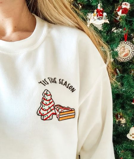 Embroidered Christmas Tree Cake Tis The Season Sweatshirt, Retro Christmas Tree Cake, Embroidered Christmas Crewneck, Christmas Tree Cake 

#LTKunder50 #LTKHoliday #LTKSeasonal