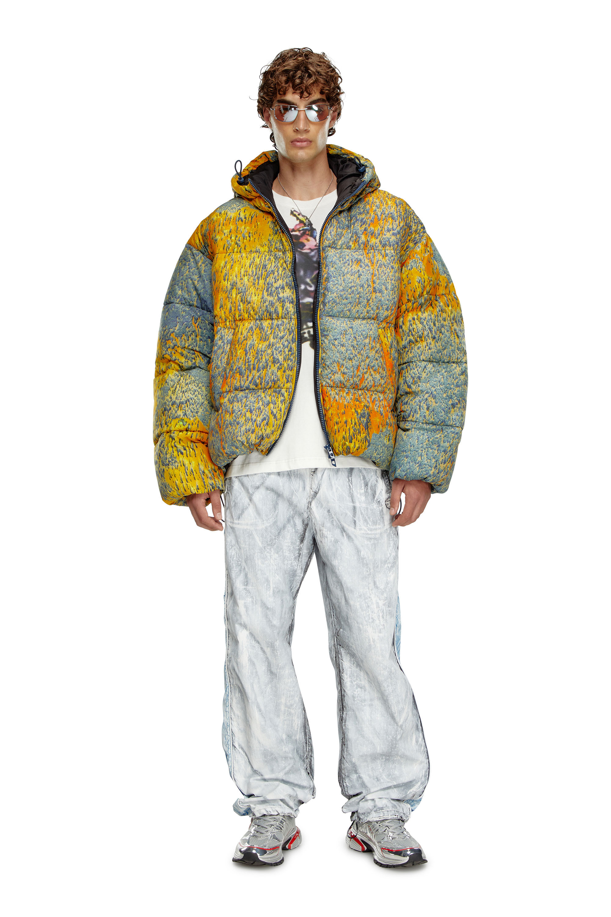 Puffer jacket with acid rain effect | Diesel US