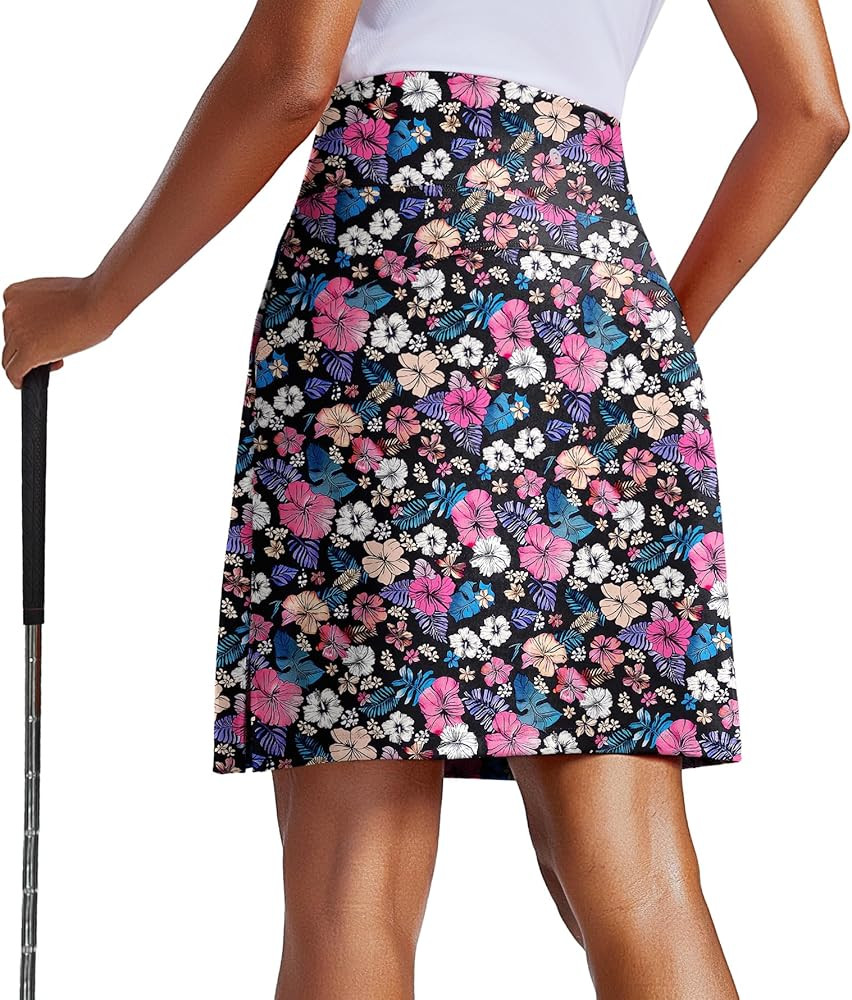 PINSPARK 20" Skorts for Woman Knee Length UPF 50+ Golf Skirts with 3 Pockets High Waisted Athleti... | Amazon (US)