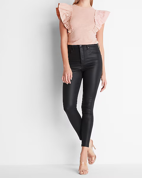 Ruffle Short Sleeve Skimming Tee | Express