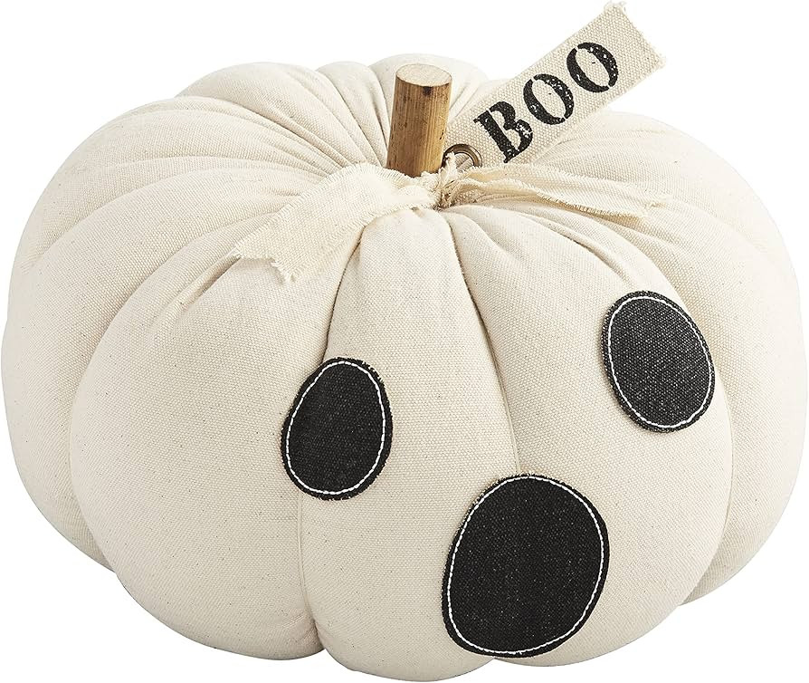 Mud Pie, White Halloween Jack-O-Lantern Sitter, Ghost, 7 1/2" x 7 3/4" Dia | Amazon (US)