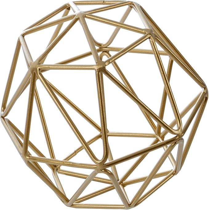 MyGift 3D Art Geometric Abstract Sculpture, Gold Tone Metal Wire Orb Decorative Ball, 6.4 Inch Ho... | Amazon (US)