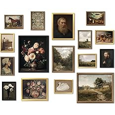 16 PCS Framed Vintage Wall Art Decor, Moody Victorian Gothic Farmhouse Gallery Wall Frame Set Pri... | Amazon (US)