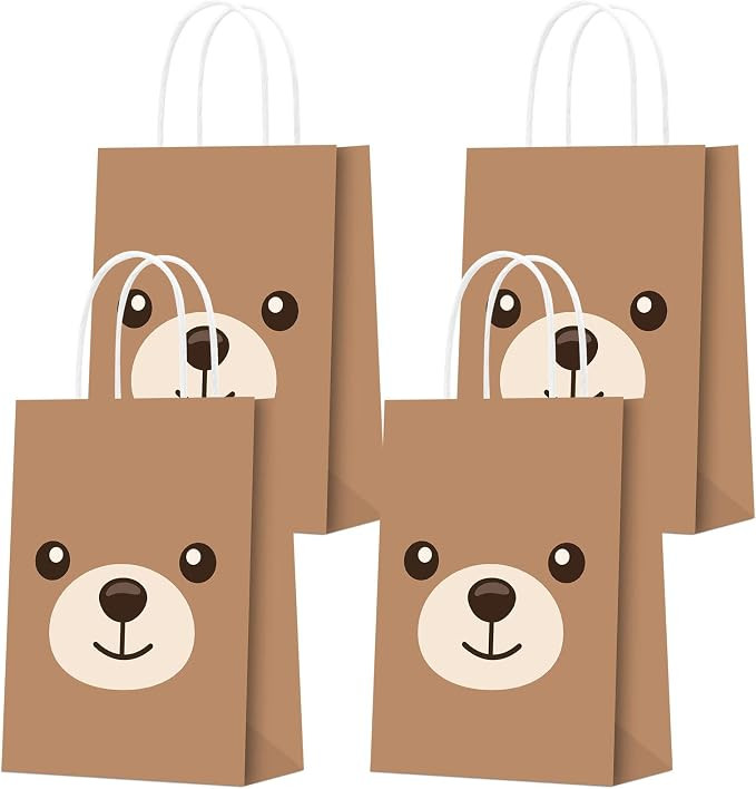 KERINGO 16 PCS Bear Party Decorations - Gift Treat Bags for Baby Shower, Kids Birthday Party Supp... | Amazon (US)