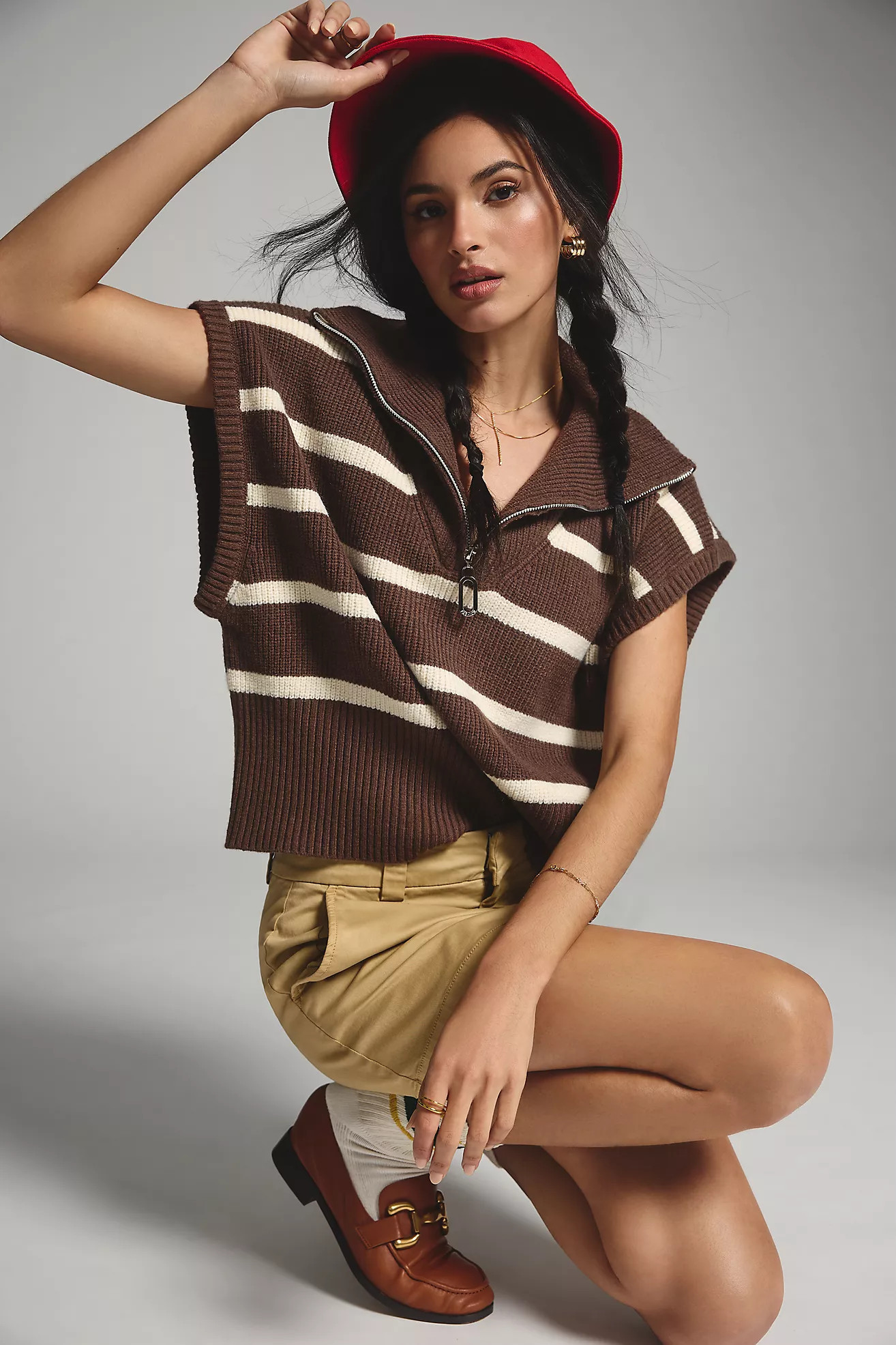 Striped Quarter-Zip Vest | Anthropologie (US)