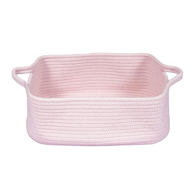 Woven Cotton Rope Storage Basket with Handles for Organizing Shelves Closet Small Cat Dog Pet Toy... | Amazon (US)