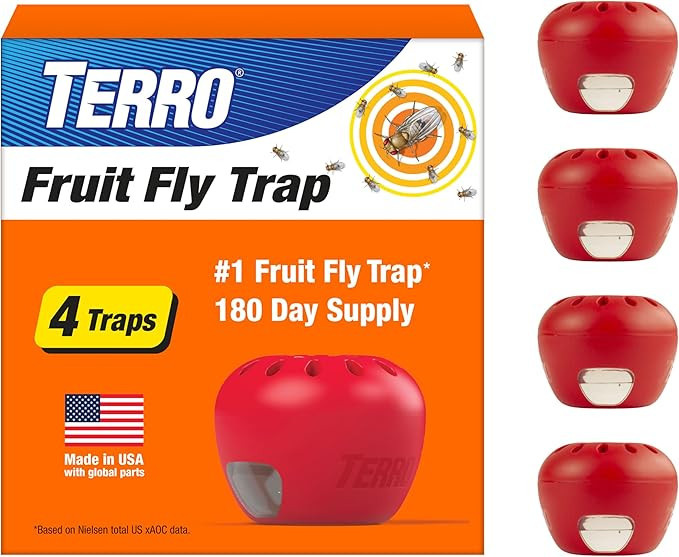 TERRO Fruit Fly Traps for Indoors (4 Pack) + 180 Days of Lure Supply - T2503SR - Lure and Kill In... | Amazon (US)