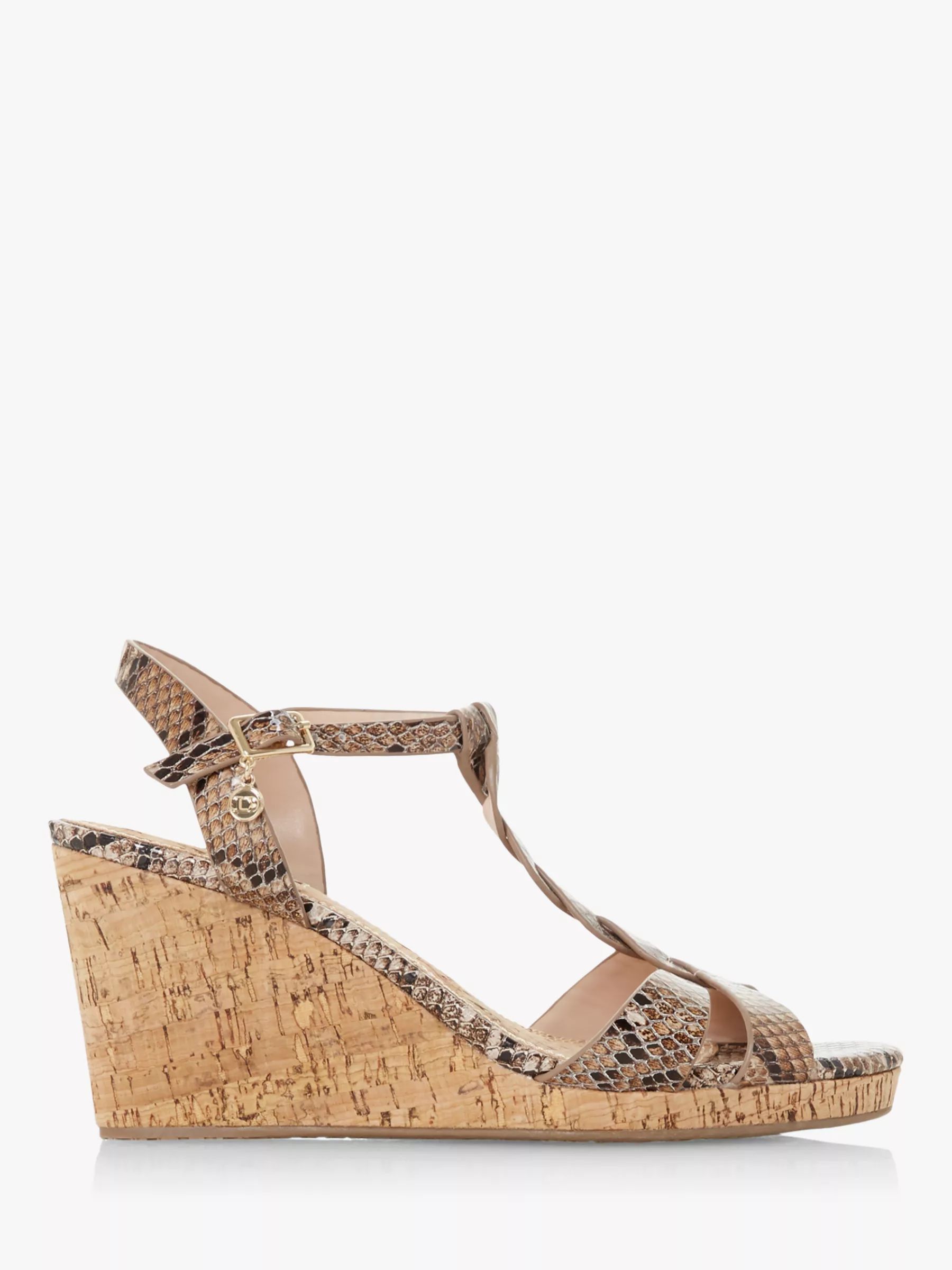 Dune Wide Fit Leather Koala Wedge Heel Sandals | John Lewis (UK)