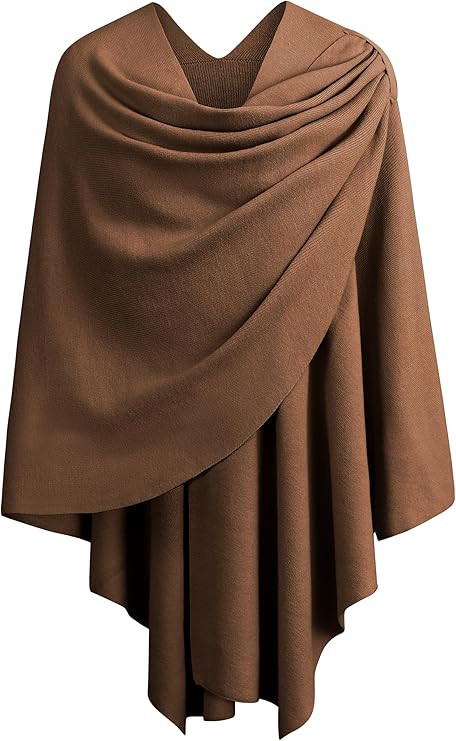 PULI Womens Large Cross Front Poncho Sweater Wrap Topper Knitted Elegant Shawls Cape for Fall Win... | Amazon (US)