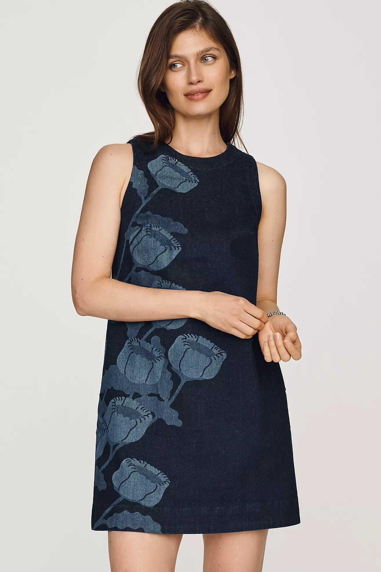 Maeve Emmy Sleeveless Denim Swing Dress | Anthropologie (US)