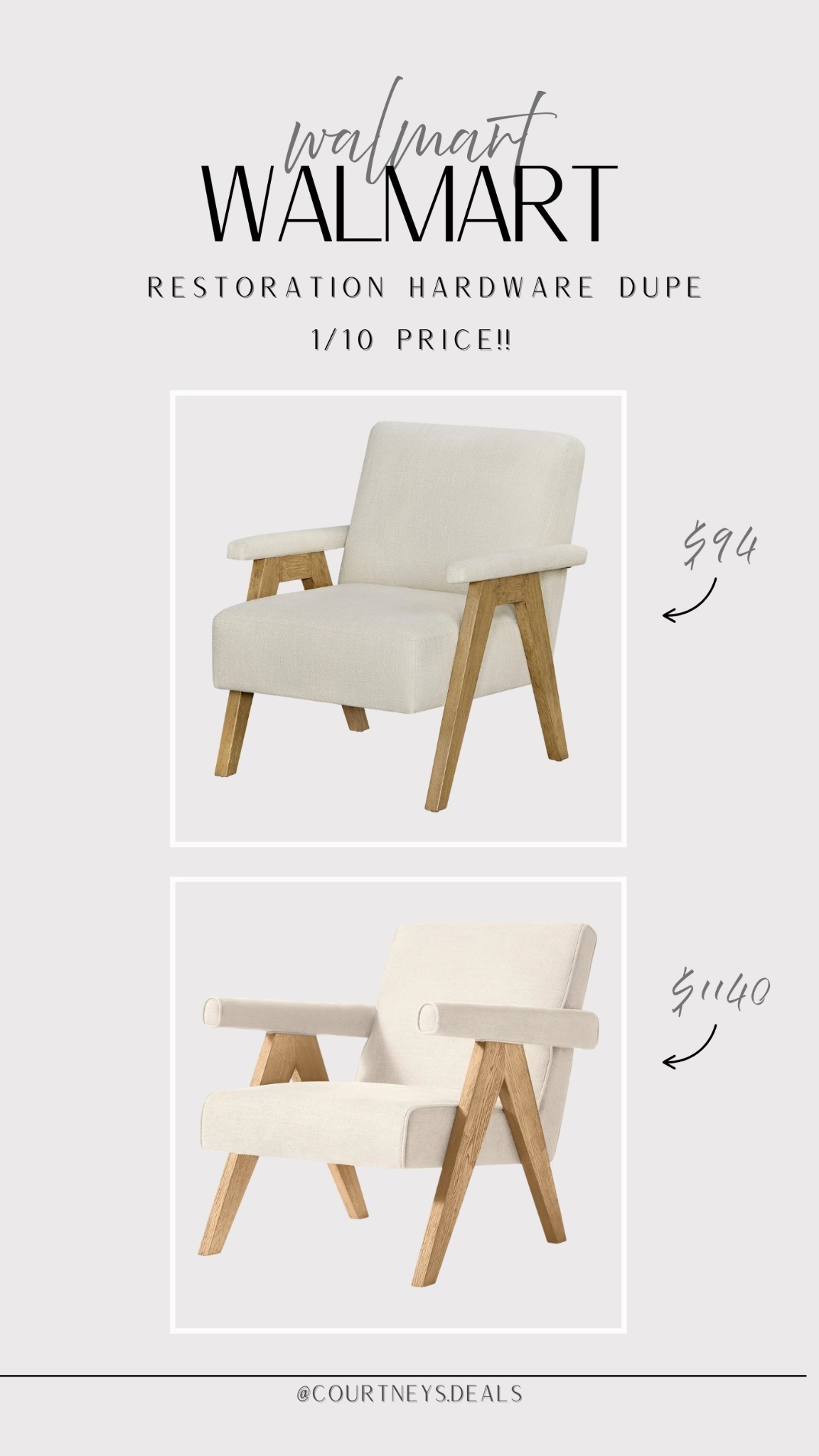Restoration hardware look for less!! This Walmart chair looks almost identical but it’s 1/10 price! 

Accent chair, living room chair, home office chair, lounge chair, organic modern home 

#LTKHome #LTKSaleAlert #LTKSpringSale