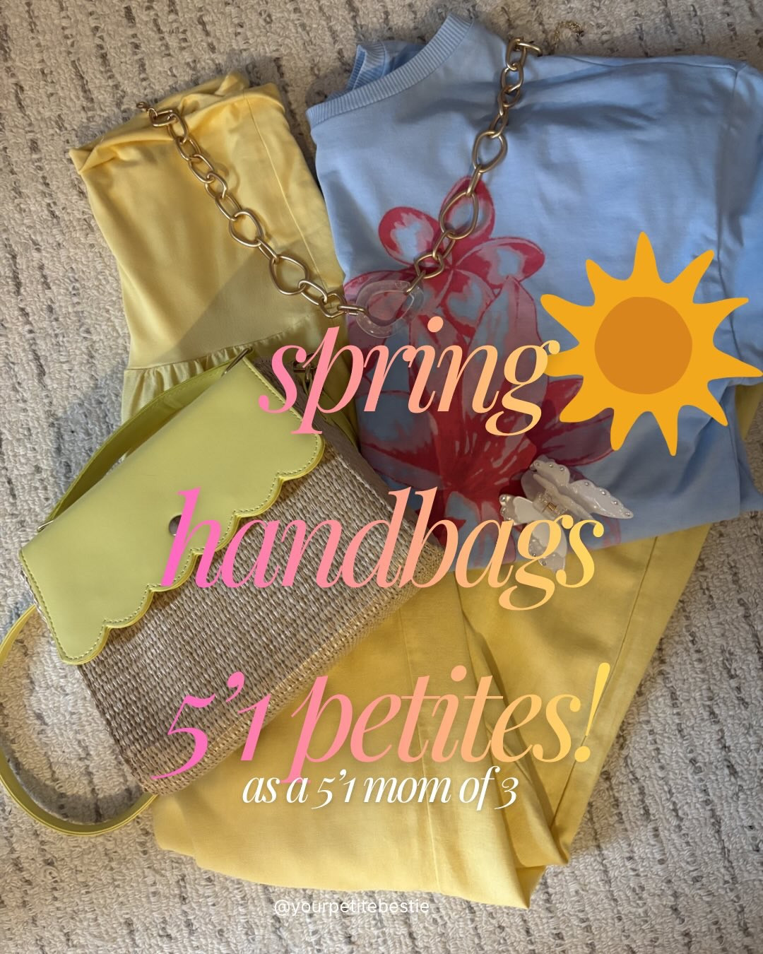 The cutest spring bags for petites from @packedparty are available @walmart both in store and online!! ☀️ 🍋 

#ad #petiteaccessories #petitestyle #springtime #springstyle styling styletips style petite bags handbags trendy whattowear