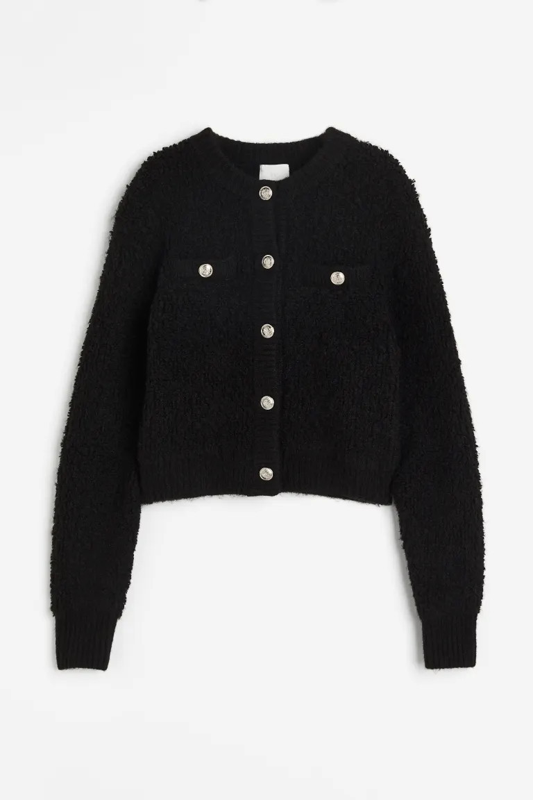 Bouclé Cardigan - Black - Ladies | H&M US | H&M (US + CA)