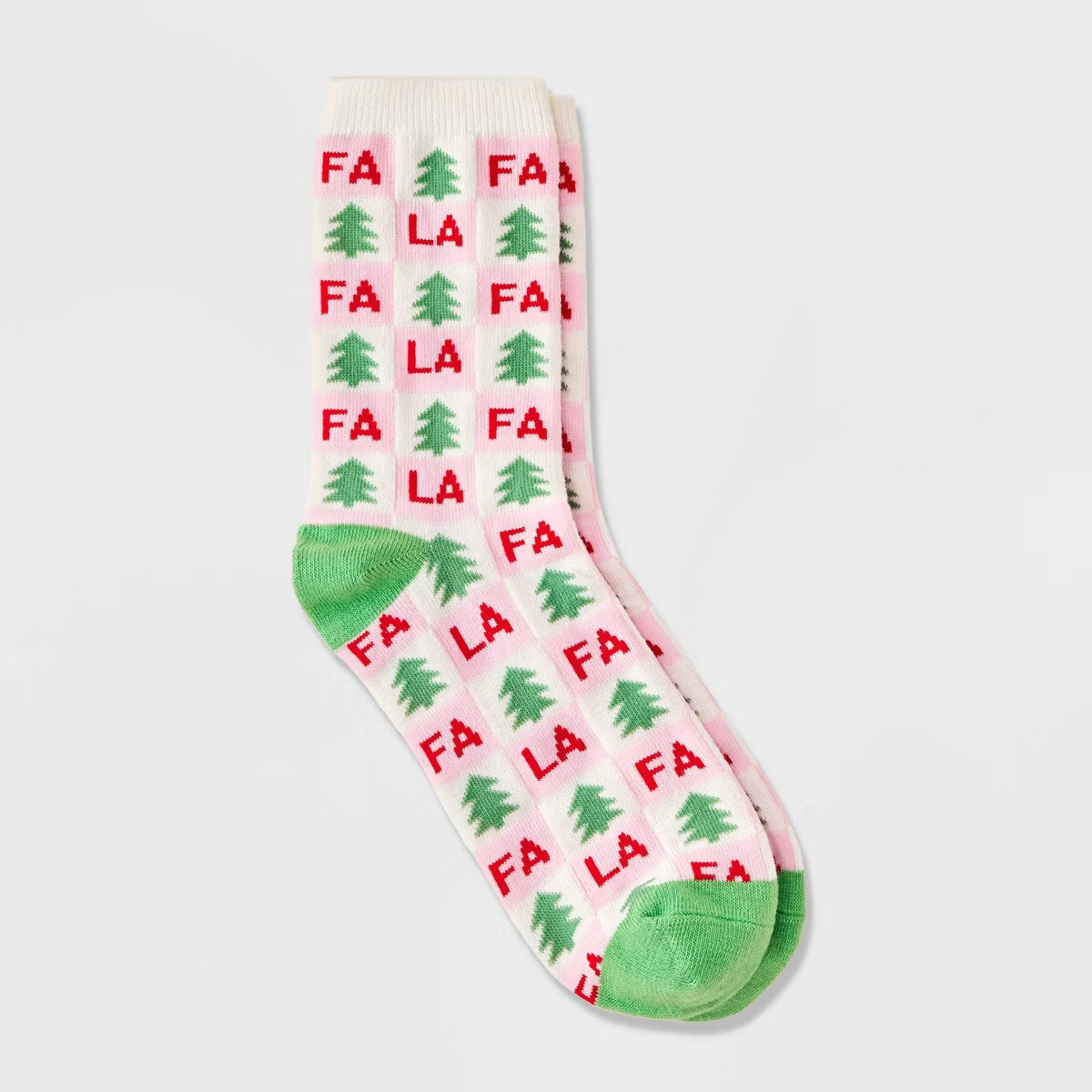 Women's 'Fa La La' Checkered Christmas Crew Socks - Wondershop™ White/Green/Red 4-10 | Target