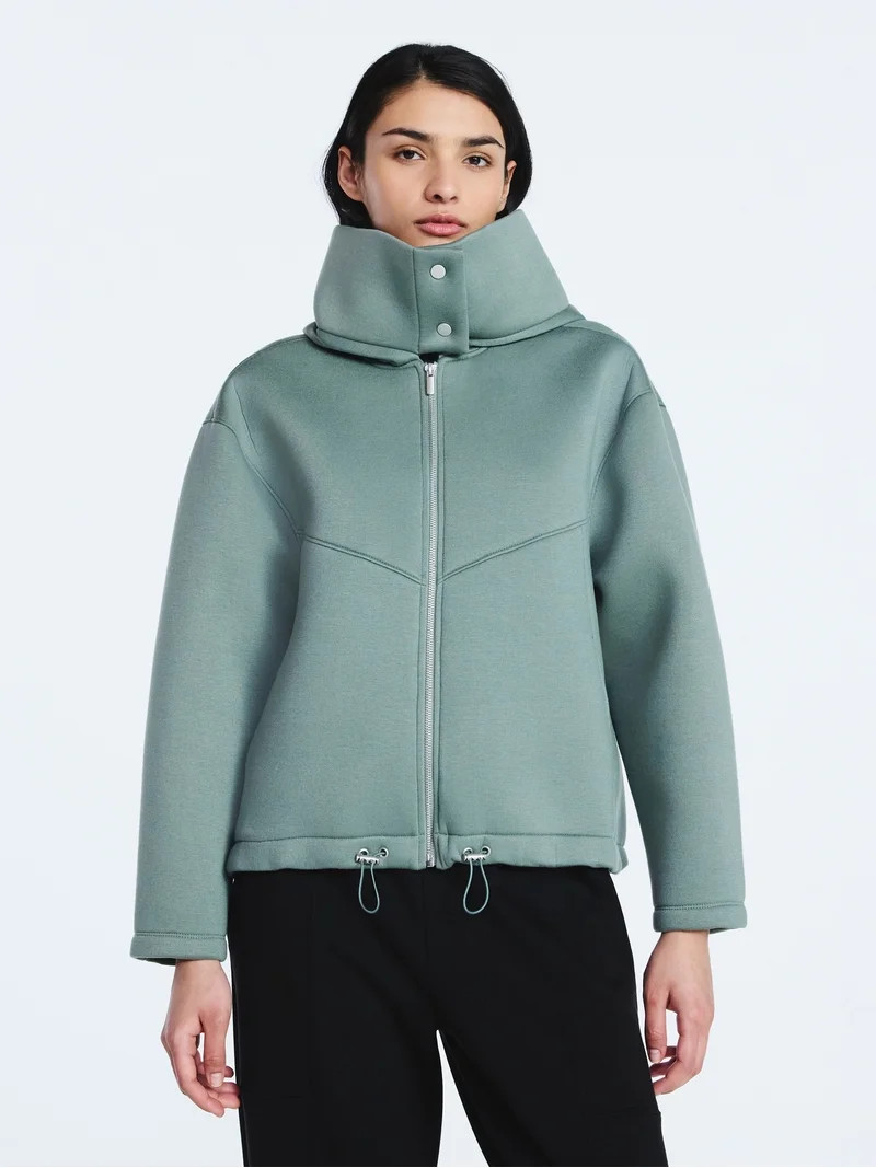 Scoop Women's and Women's Plus Neoprene Fleece Oversized Jacket with Hood, Sizes XS-4X | Walmart (US)