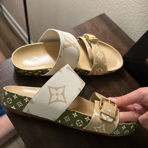 Limited Edition - Louis Vuitton Bom Día Flat Mules in Khaki | Poshmark