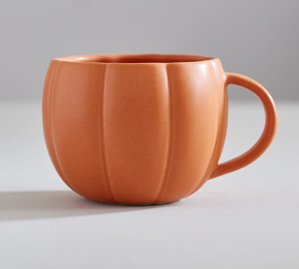 Pumpkin Shaped Stoneware Mugs, Set of 4 - Orange | Pottery Barn (US)