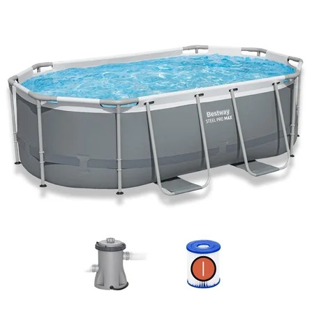 Bestway Steel Pro MAX 10 ft x 6 ft 7 In x 33 in, Oval Above Ground Pool Set, Outdoor Frame Swimming Pool | Walmart (US)