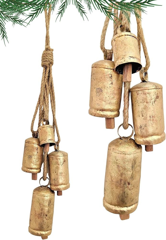 Carfar Rustic Style Bells Cluster Hanging Handmade Metal Harmony Christmas Hanging Cow Bells on J... | Amazon (US)